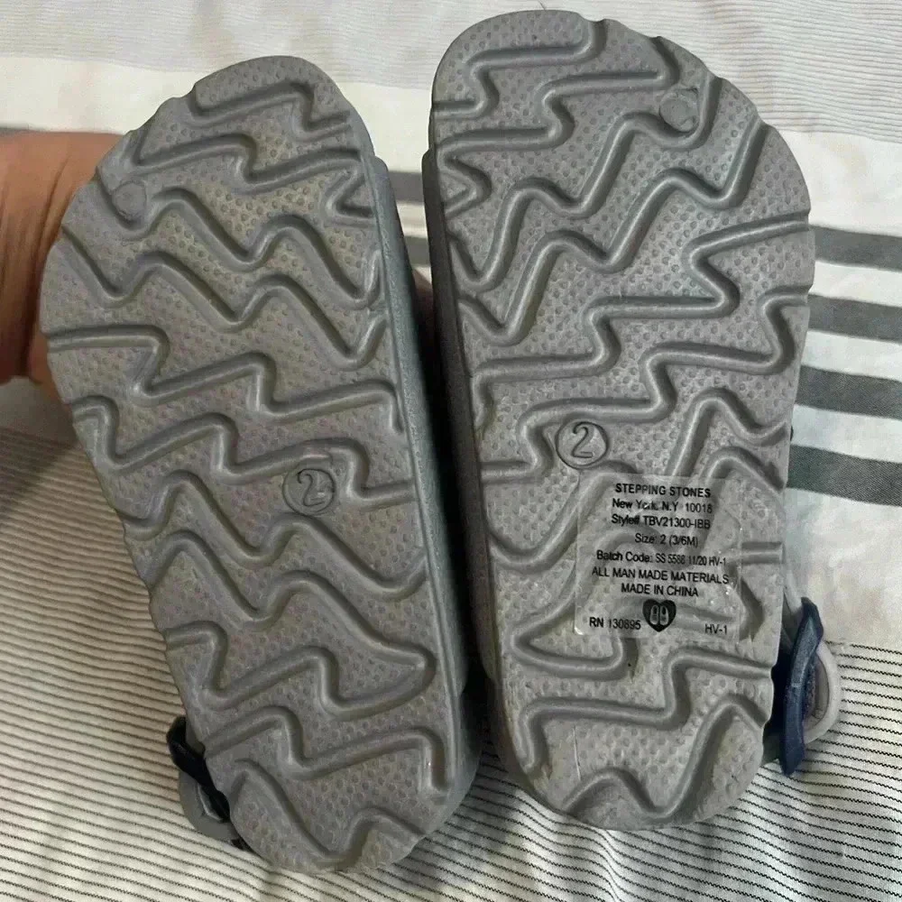 First Steps By Stepping Stones Baby Grey/Blue Sandals.
